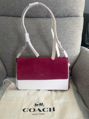 Coach Chelsea 30 Suede Dark Fuchsia Shoulder Bag NWT